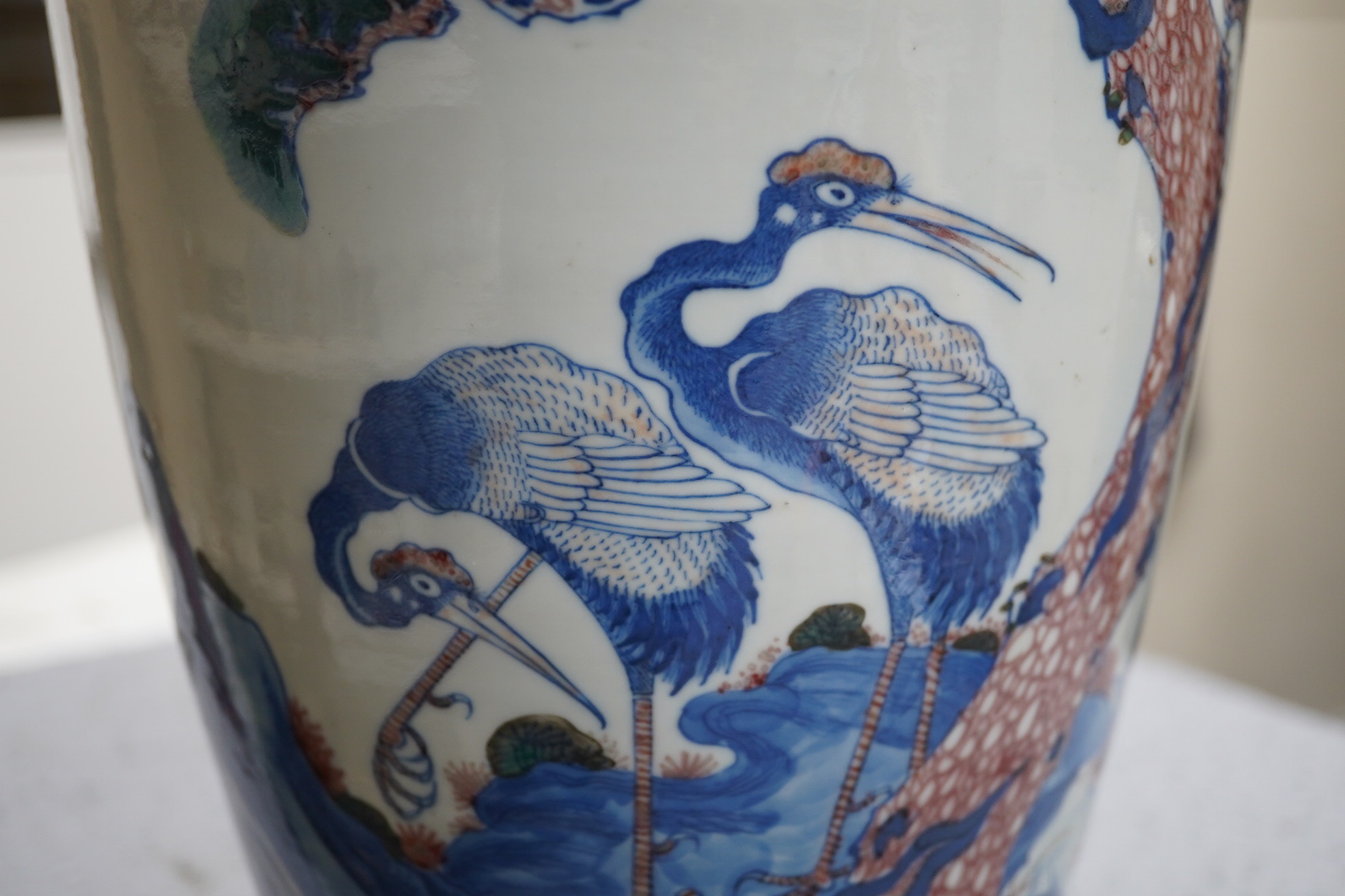 An unusual Chinese underglaze blue and copper red ‘longevity’ vase, 19th century